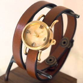 【文字盤の木製パーツが選べます】vie（ヴィー） 手作り腕時計 “collon wood -コロン ウッド-” 2重ベルト レディース [WB-051-W-BELT] ハンドメイド ウォッチ・ハンドメイド腕時計 アンティーク調 アンティーク調 本革ベルト シンプル 滋賀 大津 木製文字盤 日本製