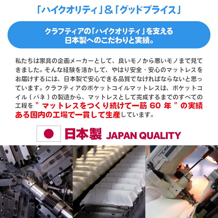 楽天市場】日本製 ポケットコイル マットレス シングル 厚さ19cm 