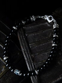 カレン 族 シルバー 清流のしずく ブルートパーズ 漆黒の輝き オニキス ビーズ ブレスレット アンクレット メンズ レディース 魔除け SV950