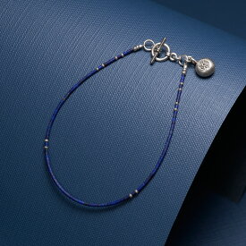 カレン 族 シルバー フェルメールを虜にした青 ラピスラズリ ビーズ 極細 ブレスレット アンクレット メンズ レディース 民族文様チャーム SV950