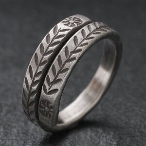 カレン 族 シルバー リング 11号〜25号 フリーサイズ 指輪 幅広 メンズ レディース 植物文様 SV950