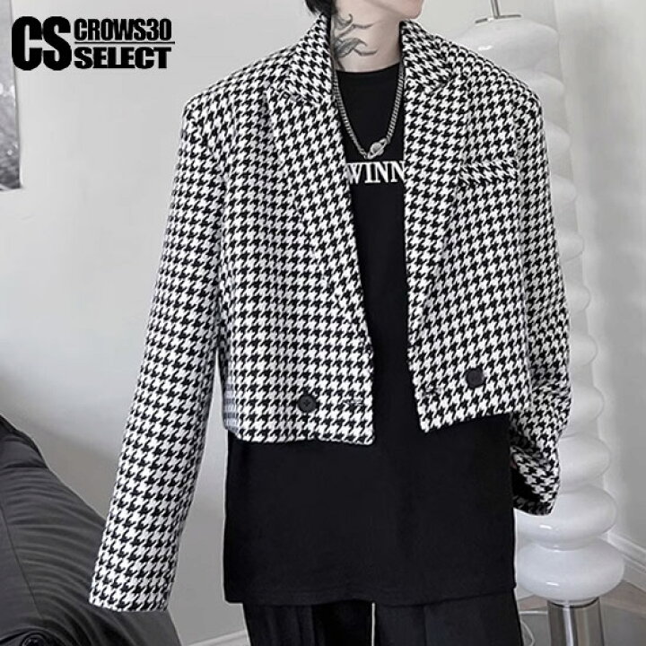 楽天市場】千鳥格子 チェック柄 テーラードジャケット メンズ モード系  