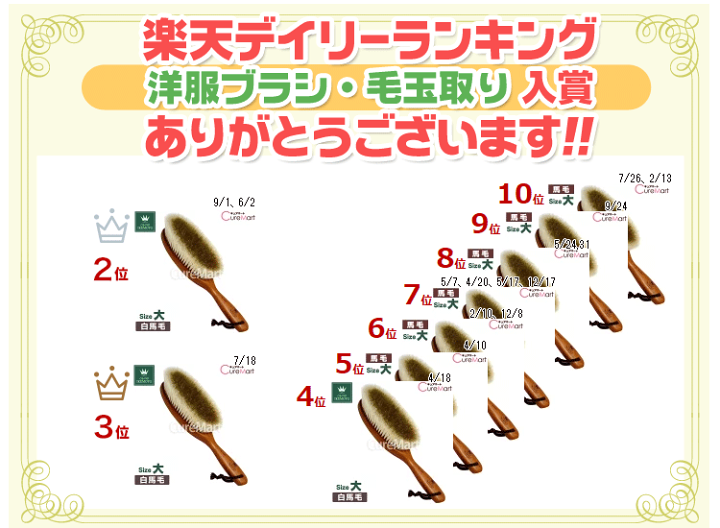 楽天市場】GRAND IKEMOTO 静電気除去 洋服ブラシ 馬毛 [大] IKC-3822