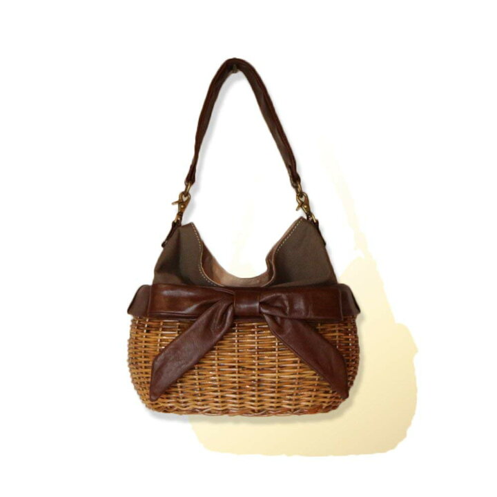 楽天市場】Ain Soph アインソフ 2way レザー リボン ラタン バスケット  