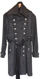 売り尽くし-訳ありも訳ナシも!!-スクエアビジュー ツイード ロングコート【送料無料】(返品交換ギフト包装不可)レディース 婦人服 アウター ダブルボタン 骨格ストレート かっこいい 冬