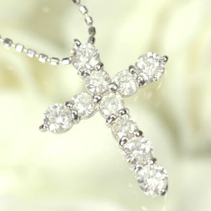 楽天市場】ダイヤモンド ネックレス K18WG・ダイヤ0.7ct クロス  