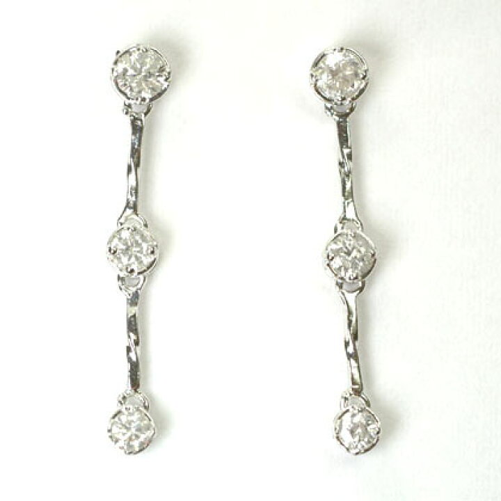 楽天市場】ダイヤモンド ピアス K18WG・ダイヤ0.3ct スリーストーン  