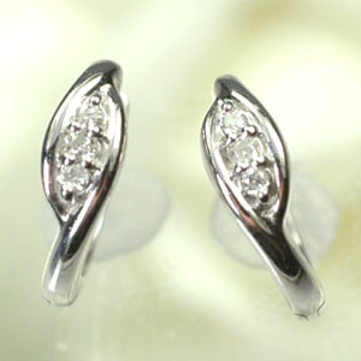楽天市場】ダイヤモンド ピアス フープ K14WG・ダイヤモンド0.04ct 中  