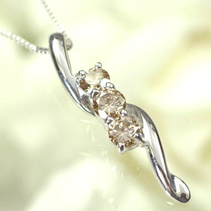 楽天市場】ダイヤモンド ネックレス K18WG・ブラウンダイヤモンド0.3ct 