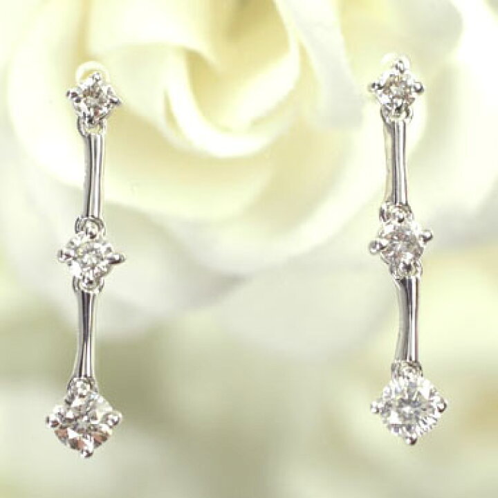楽天市場】ダイヤモンド ピアス K18WG・ダイヤモンド0.5ct スリー  