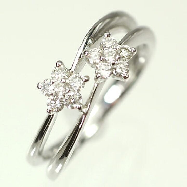 楽天市場】ダイヤモンド リング K18WG・ダイヤモンド0.31ct ダブル 