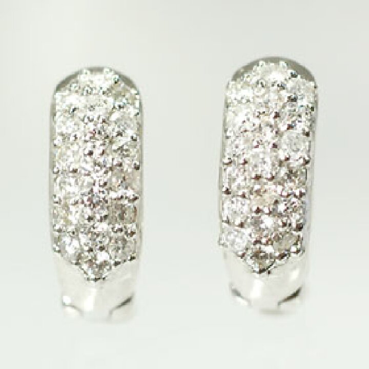 楽天市場】ダイヤモンド ピアス パヴェ K18WG・ダイヤ0.3ct 中折れ
