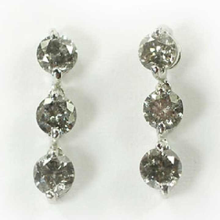 楽天市場】ダイヤモンド ピアス スリーストーン K18WG・ダイヤ0.6ct  