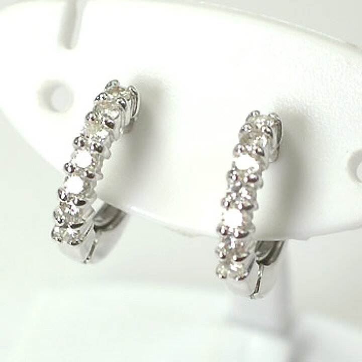 楽天市場】ピアリング イヤリング K18WG・ダイヤモンド0.2ct 