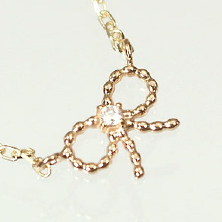 楽天市場】ピンクゴールド ネックレス K10PG・ダイヤモンド0.01ct 