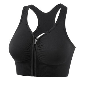 スポーツブラ 揺れない 前開き ワイヤなし ランニング用ブラ フィットネス ブラジャー 脇肉スポブラ トレーニングウェア スポーツウェア 胸が揺れにくい フロントファスナー レディース ピ