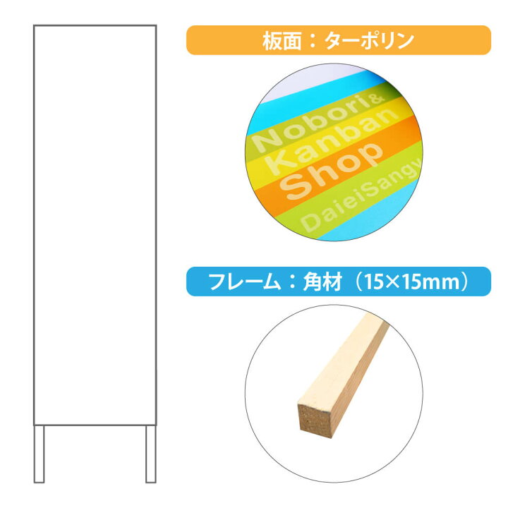 楽天市場 2本足看板 オリジナルデザイン 木枠15 15mm イラストレーター フォトショップ 対応 完全データ入稿 使い捨て看板 簡易 アルミ複合版 ターポリン 立て看板 柱 案内 誘導 矢印 告知 イベント のぼり 看板ショップ 楽天市場店