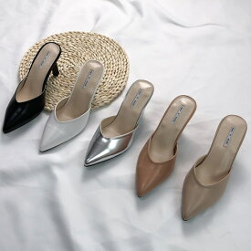 サンダル レディース ポインテッドトゥ ブラック ホワイト ピンク シルバー ベージュ 靴 婦人靴