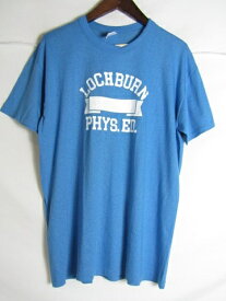 60年代製～ SOUTHEN ATHLETIC　LOCHBURN PHYS.ED. プリント　Tシャツ　ブルー　XLサイズ【大きいサイズ】【中古】【メンズ】