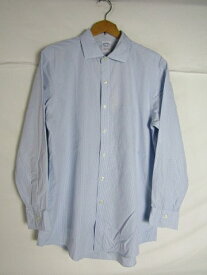 16　1/2-32 Lサイズ　Brooks　Brothers　ワイドカラーシャツ　ブルー　スリムフィット　ブルックスブラザーズ【メンズ】【LARGE】【中古】