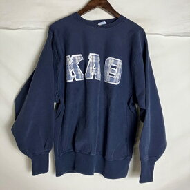 90年代　USA製　Champion　リバースウィーブ　　KAO ワッペン X-LARGE ネイビー【メンズ】【大きいサイズ】【中古】