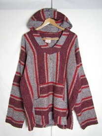 メキシカンパーカー バーガンディ ライトブルー Lサイズ メキシコ製 コットン アクリル 【中古】【メンズ】【LARGE】