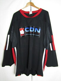 カナダ製 Athletic Knit ホッケーシャツ ブラック レッド Lサイズ相当 ポリエステル 【中古】【メンズ】【LARGE】