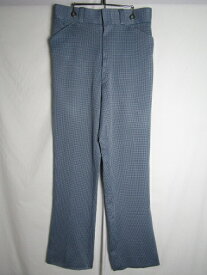 70年代～ スラックス ブルー 千鳥格子 TALONジップ W32 L34相当 ヴィンテージ 【中古】【MEDIUM】【メンズ】