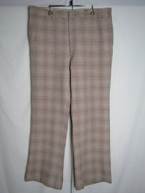 70年代～ フレアスラックス チェック ベージュ TALONジップ W36 L31相当 【中古】【LARGE】【メンズ】