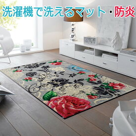 玄関マット 洗える マット キッチンマット 屋外 屋内 デザインマット 速乾性 約75×120cm F009B Nordic Romance ノルディックロマンス (R) wash+dry ウォッシュドライ 引っ越し 新生活