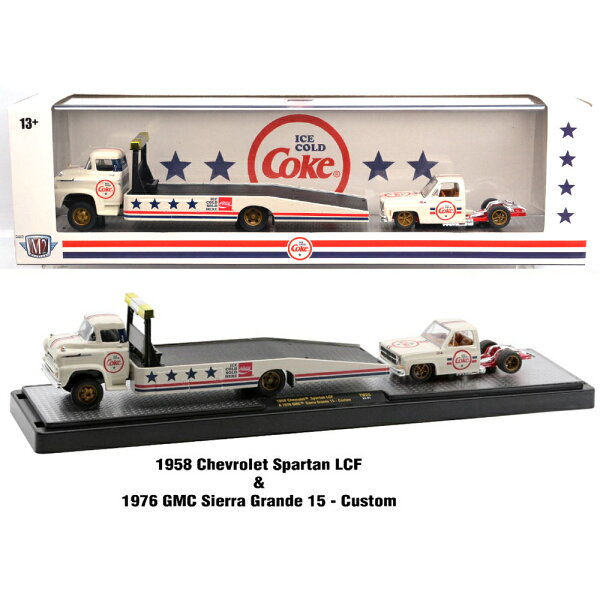 Ｍ2　COCA-COLA AUTO-HAULER RELEASE 56000-TW25 - 1958 CHEVROLET SPARTAN LCF & 1976 GMC SIERRA GRANDE 15 CUSTOM　コカコーラ オートハウラー　リリース56000-TW25 - 1958 シボレー・スパルタン LCF & 1976 GMC シエラ・グランデ 15 カスタム