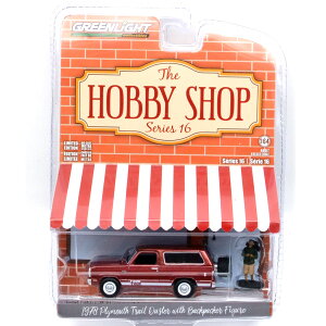 GREENLIGHT 1/64 THE HOBBY SHOP SERIES 16�@1978 PLYMOUTH TRAIL DUSTER W/BACKPACKER FIGURE�@1978 �v���}�X�E�g���C���E�_�X�^�[�@W/�o�b�N�p�b�J�[�E�t�B�M�A