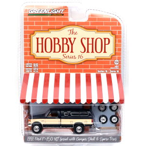GREENLIGHT@1/64@1991 FORD F-150 XLT LARIAT W/CAMPER SHELL & SPARE TIRE@1991 tH[h F-150 XLT Abg@EBY@Lp[&XyA^C@SERIES 16