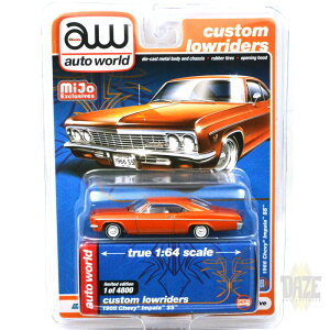 auto world 1:64MiJo EXCLUSIVE - CUSTOM LOW RIDERS- 1966 CHEVROLET IMPALA SS (ORANGE)�@�I�[�g���[���h�@1�F64�X�P�[���@MiJo ���� - �J�X�^�����[���C�_�[�Y - 1966�V�{���[�@�C���p��SS (�I�����W)