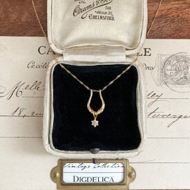 【K18】ヴィンテージダイヤモンドネックレス　一点物　ゴールド　指輪　vintage gold necklace v1606【DIGDELICA】ディデリカ UESD中古品