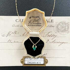 【K18】ITALY ヴィンテージエメラルド ネックレス　一点物　ゴールド　　vintage gold necklace v1615【DIGDELICA】ディデリカ UESD中古品