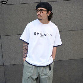 イーブルアクト EVILACT LAYERD SS (WHITE/NAVY) [EA-WFRSS-T07] メンズ Tシャツ 半袖Tシャツ レイヤード