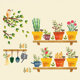 ウォールステッカー両面印刷花木おしゃれ貼ってはがせるwallstickerflowerフラワーツリーステッカーシール全9種かわいい簡単リメイク裏から見てもきれいウォールシール壁シールリメイクシート窓ベランダキッチン