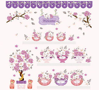 ウォールステッカー両面印刷花木おしゃれ貼ってはがせるwallstickerflowerフラワーツリーステッカーシール全9種かわいい簡単リメイク裏から見てもきれいウォールシール壁シールリメイクシート窓ベランダキッチン