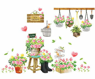 ウォールステッカー両面印刷花木おしゃれ貼ってはがせるwallstickerflowerフラワーツリーステッカーシール全9種かわいい簡単リメイク裏から見てもきれいウォールシール壁シールリメイクシート窓ベランダキッチン