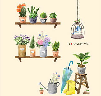 ウォールステッカー両面印刷花木おしゃれ貼ってはがせるwallstickerflowerフラワーツリーステッカーシール全9種かわいい簡単リメイク裏から見てもきれいウォールシール壁シールリメイクシート窓ベランダキッチン