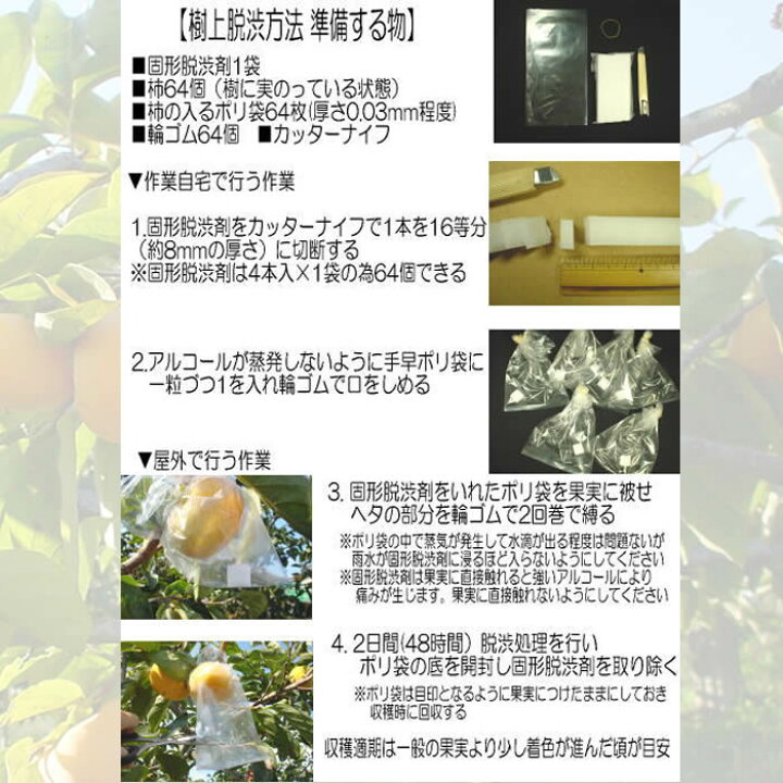 楽天市場】渋柿専用 固形脱渋剤4本入×1袋/1缶 4本入×100袋 クール便 