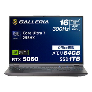 �K�����A �Q�[�~���O�m�[�gPC �m�[�g�p�\�R�� Core Ultra 7 255HX RTX 5060 ������ 64GB / SSD 1TB Windows 11 Home Office���� 16�C���` 300Hz GALLERIA XL7C-R56-6A 20790-3829