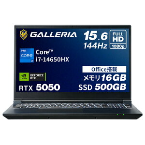�K�����A �Q�[�~���O�m�[�gPC �m�[�g�p�\�R�� Core i7-14650HX RTX 5050 ������ 16GB / SSD 500GB Windows 11 Home Office���� 15.6�C���` 144Hz GALLERIA RL7C-R55-5N 20342-3407