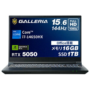 �K�����A �Q�[�~���O�m�[�gPC �m�[�g�p�\�R�� Core i7-14650HX RTX 5050 ������ 16GB / SSD 1TB Windows 11 Home Office���� 15.6�C���` 144Hz GALLERIA RL7C-R55-5N 20343-3408