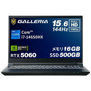 �K�����A �Q�[�~���O�m�[�gPC �m�[�g�p�\�R�� Core i7-14650HX RTX 5060 ������ 16GB / SSD 500GB Windows 11 Home 15.6�C���` 144Hz GALLERIA RL7C-R56-5N 20779-3496