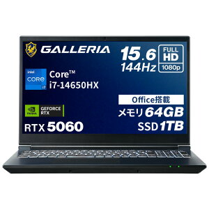�K�����A �Q�[�~���O�m�[�gPC �m�[�g�p�\�R�� Core i7-14650HX RTX 5060 ������ 64GB / SSD 1TB Windows 11 Home Office���� 15.6�C���` 144Hz GALLERIA RL7C-R56-5N 21772-3415