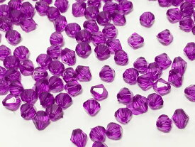 ビーズクラブ アクリルビーズ 紫 ダイヤカット 6mm 100個 プラスチックビーズ ソロバン型 そろばん型 多面カット 手芸 ハンドメイド パーツ