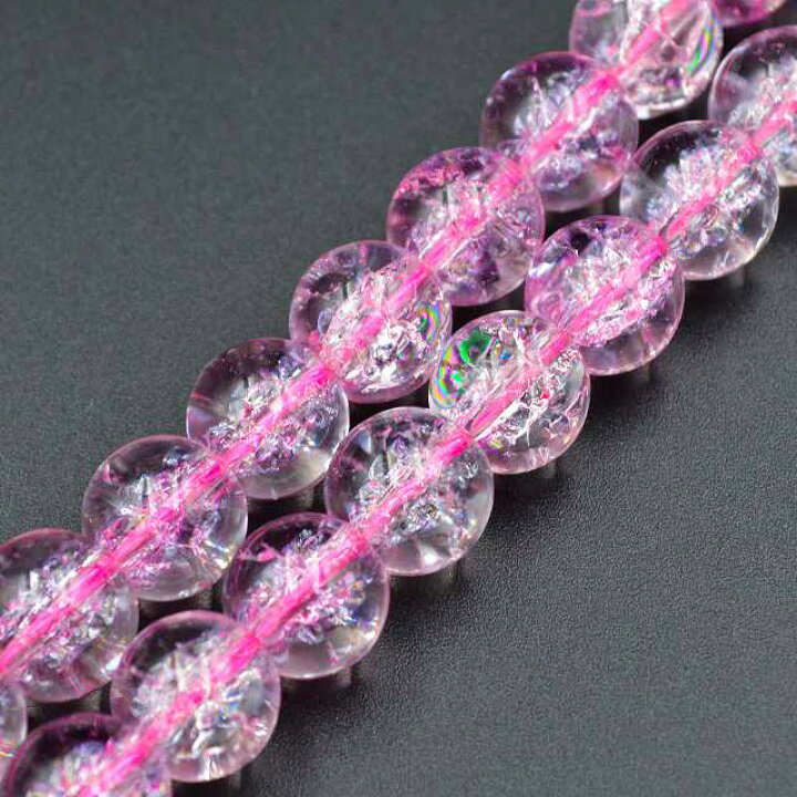 楽天市場】ビーズクラブ クラック水晶 ピンク ラウンド 10mm 連売り 