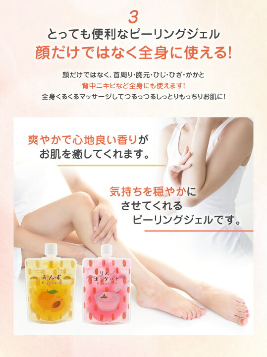 楽天市場 クーポンで Off 杏ピーリング あんずピーリング 杏 あんず ピーリング ジェル りんごヨーグルト 選べる2種類 ピーリングジェル 毛穴 汚れ 乾燥 角質 ケア 保湿 潤い ハリ つや ボディ 全身 顔 おすすめ 女性 メンズ ピコモンテ 日本製 メール便送料無料